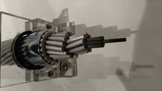 でんきの科学館・3F鋼心耐熱アルミ合金より線の断面